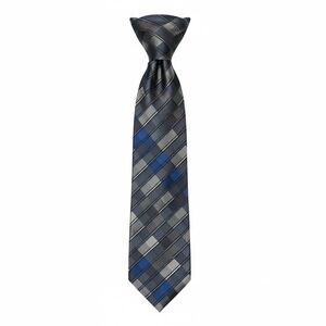Calvin Klein Silk Necktie Mens OS Blue Grey Plaid Woven Designer Tie Modern